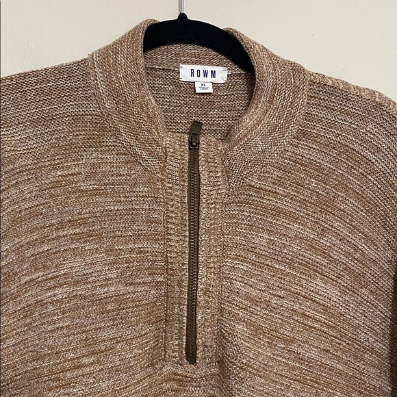 Rowm Men's Brown Sweater pullover Half-Zip XL  mock neck soft casual office cozy - Picture 3 of 9
